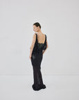 EMERALD MAXI DRESS IN MIDNIGHT AND BLACK LACE