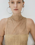 APATITE MINI DRESS IN TRUFFLE BROWN FINE LACE