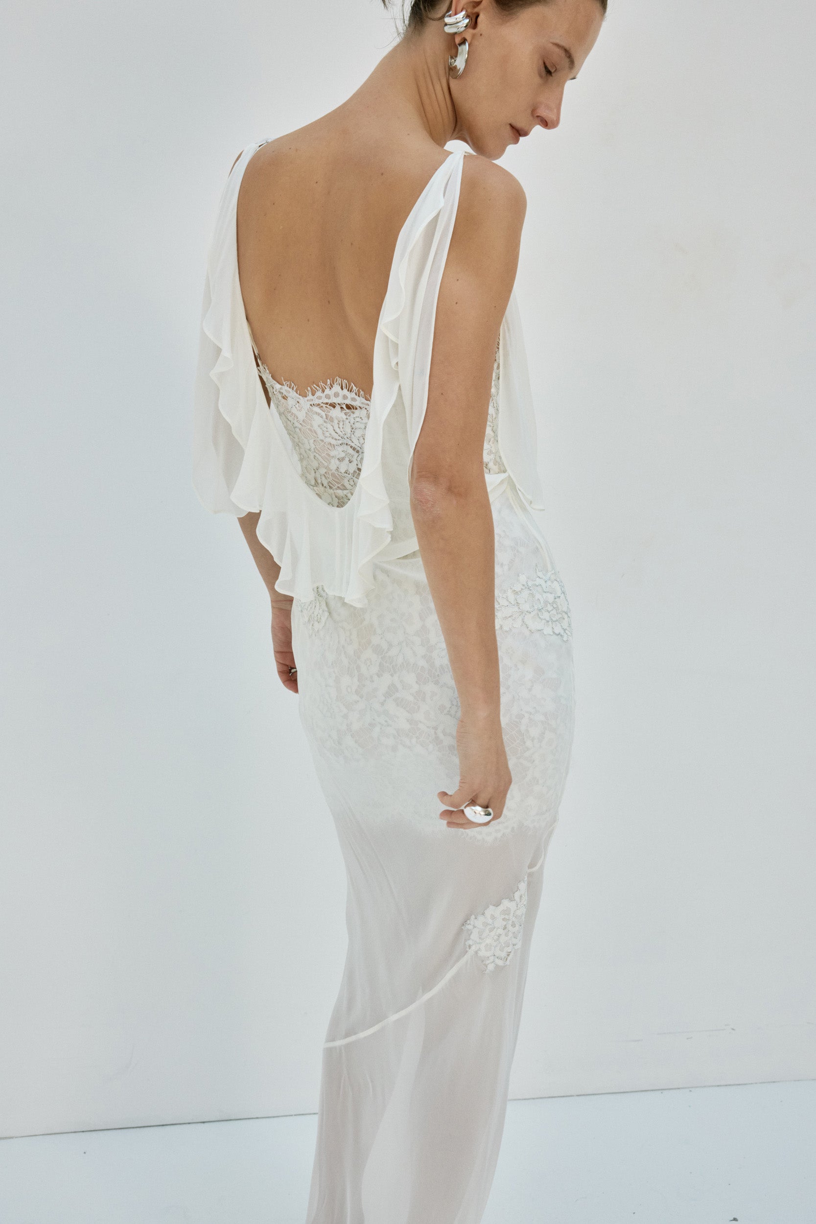 EMERALD MAXI DRESS IN IVORY LACE