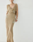 EMERALD MAXI DRESS IN TRUFFLE BROWN LACE