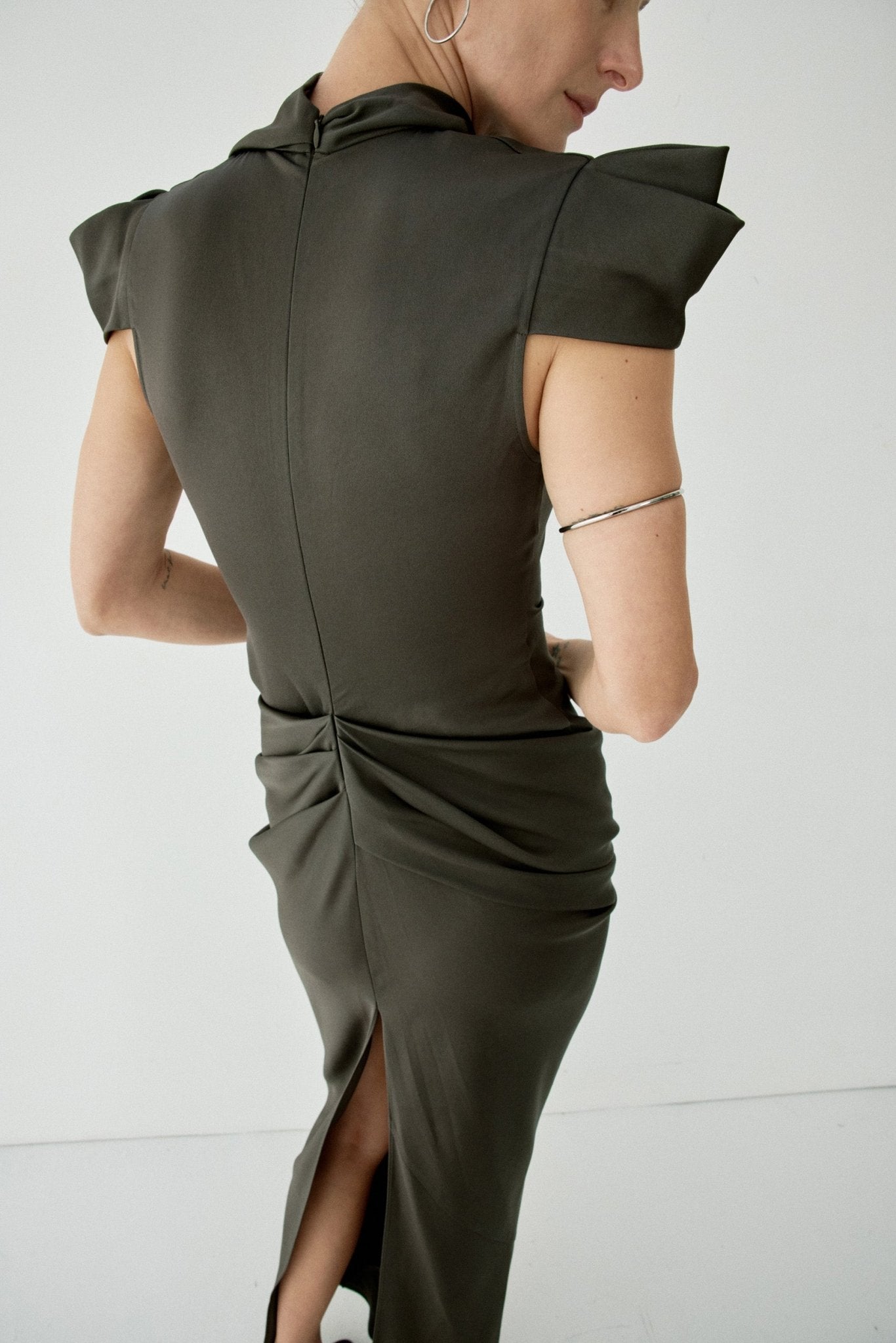 COSIMA MAXI DRESS IN CHOCOLATE BROWN SATIN