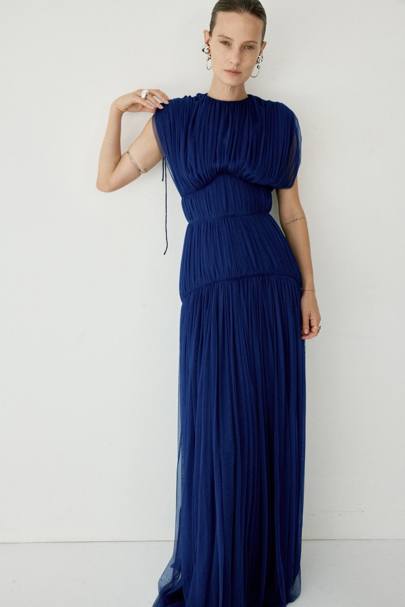 NYMERA MAXI DRESS IN DEEP BLUE TULLE