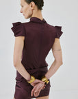 COSIMA MINI DRESS IN PLUM SATIN
