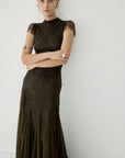 ZEPHYRA MAXI DRESS IN CHOCOLATE BROWN FINE LACE