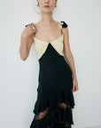AURALITE MAXI DRESS IN BLACK AND SOFT YELLOW