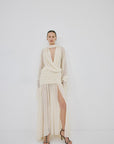 AURELION MAXI DRESS IN WARM IVORY CHIFFON