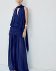 CRUZ MAXI DRESS IN DEEP BLUE CHIFFON