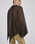 AITANA TOP IN CHOCOLATE BROWN CHIFFON