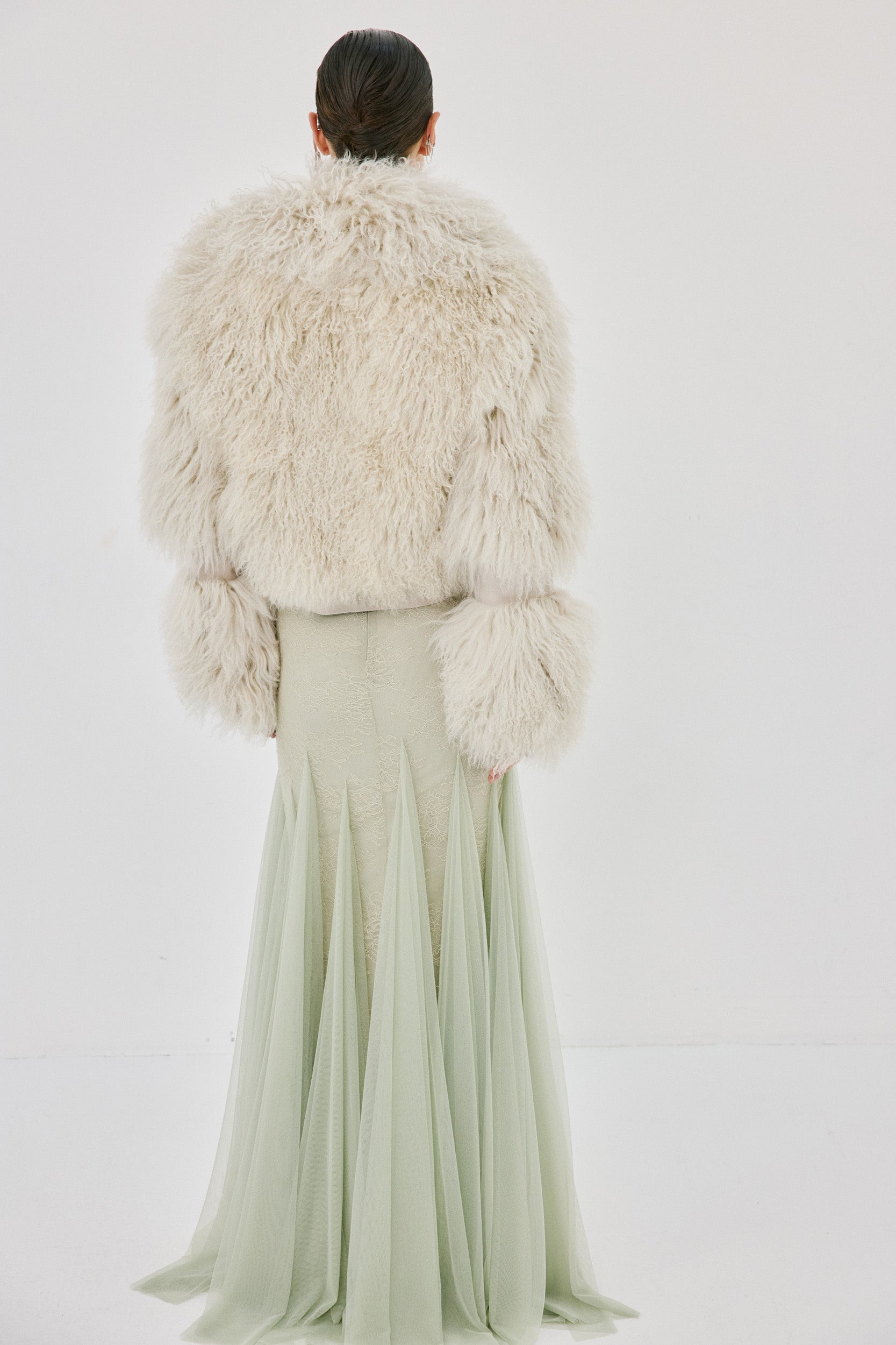VESPERA JACKET IN CREAM MONGOLIAN FUR