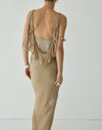 EMERALD MAXI DRESS IN TRUFFLE BROWN LACE