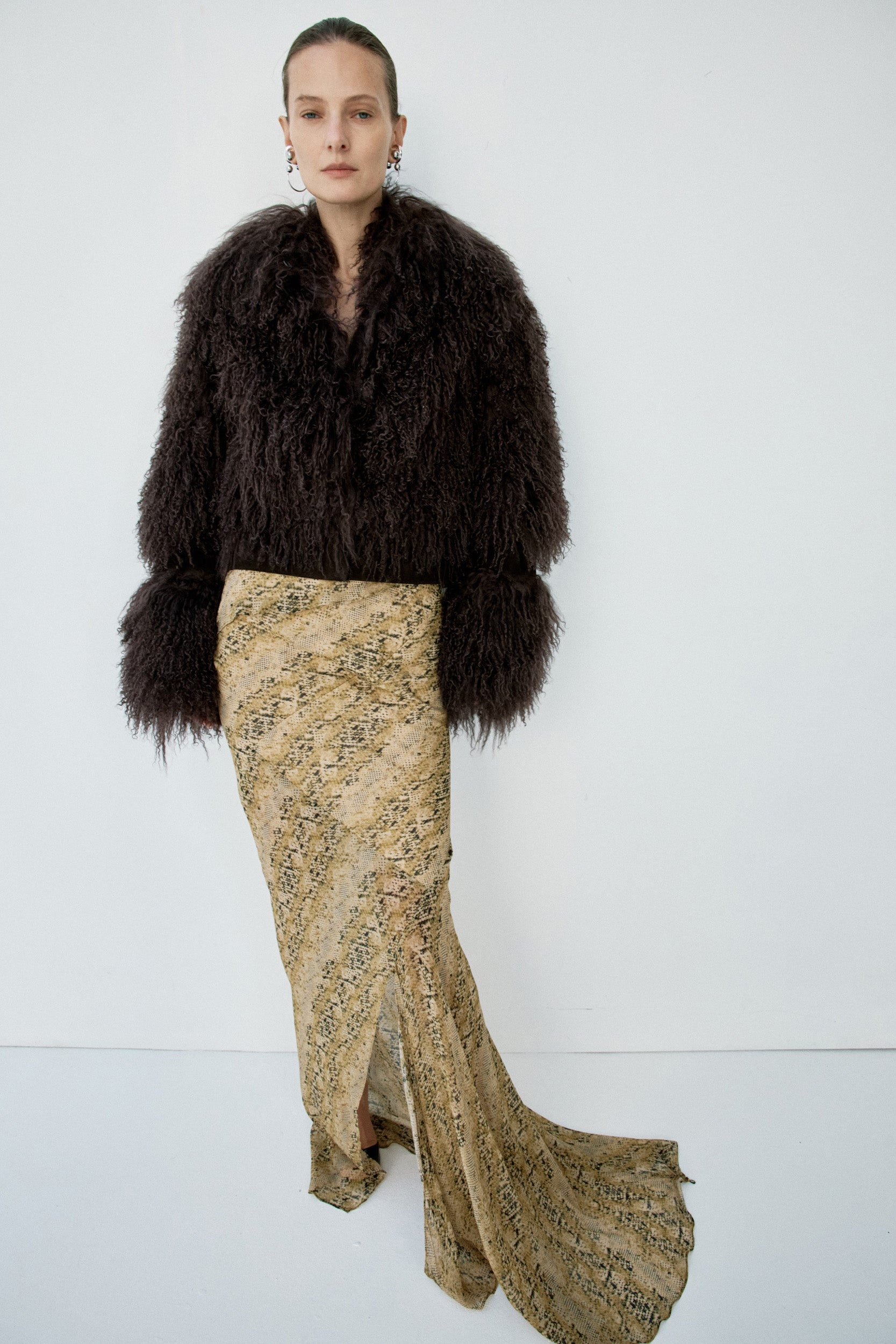 VESPERA JACKET IN CHOCOLATE BROWN MONGOLIAN FUR