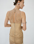 APATITE MINI DRESS IN TRUFFLE BROWN FINE LACE