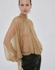 ELUNARA TOP IN TRUFFLE BROWN FINE LACE