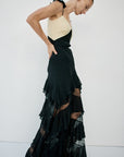 AURALITE MAXI DRESS IN BLACK AND SOFT YELLOW