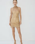 APATITE MINI DRESS IN TRUFFLE BROWN FINE LACE