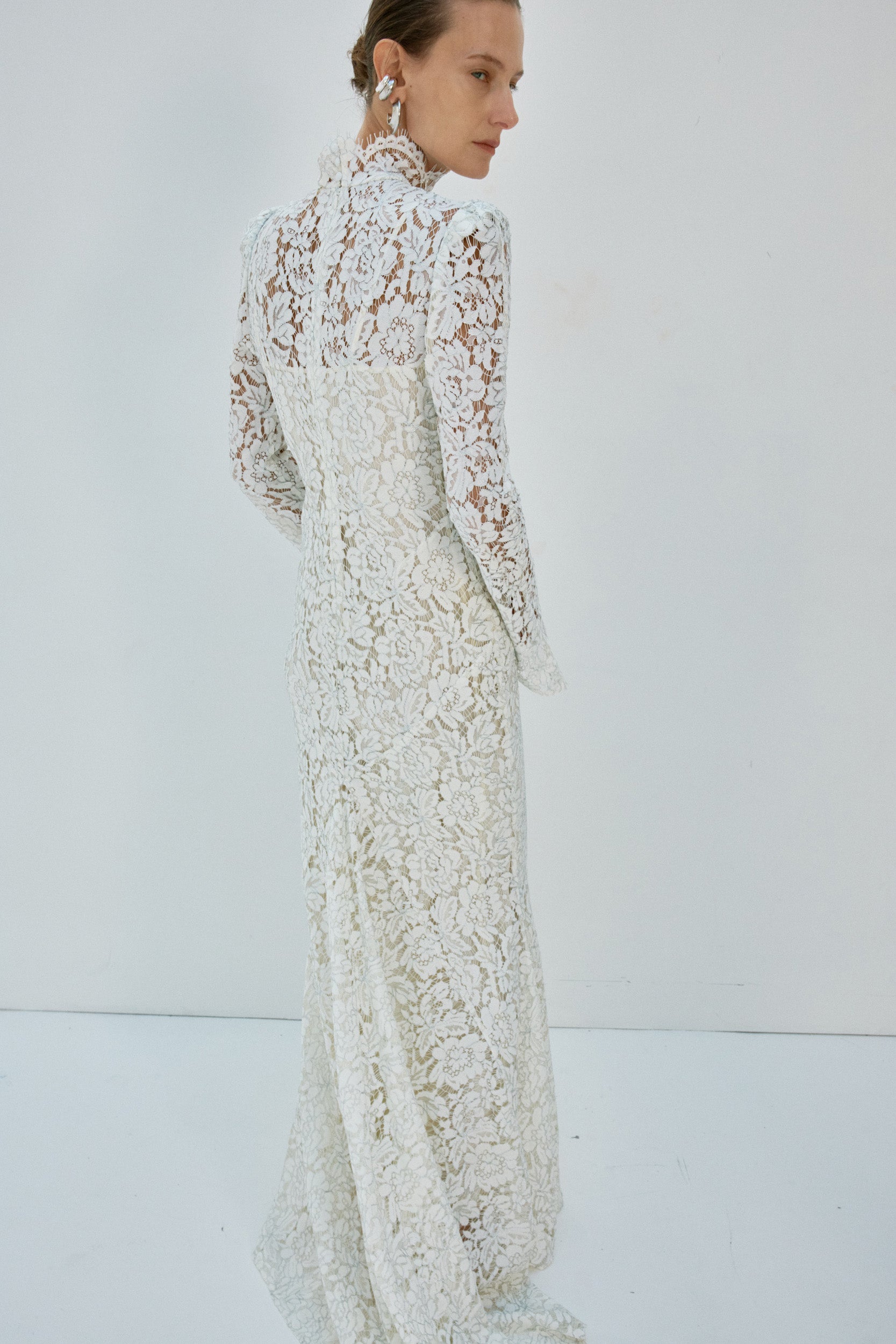 VOTIVA MAXI DRESS IN IVORY METALLIC LACE