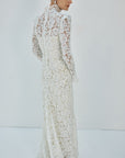 VOTIVA MAXI DRESS IN IVORY METALLIC LACE