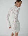 AGARTHA MINI DRESS IN IVORY METALLIC LACE