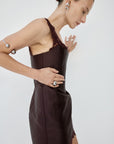 MORTA MINI DRESS IN PLUM TWILL