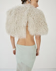 SELENE FUR CAPELET IN CREAM MONGOLIAN FUR