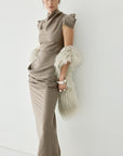 COSIMA MAXI DRESS IN TRUFFLE BROWN SATIN