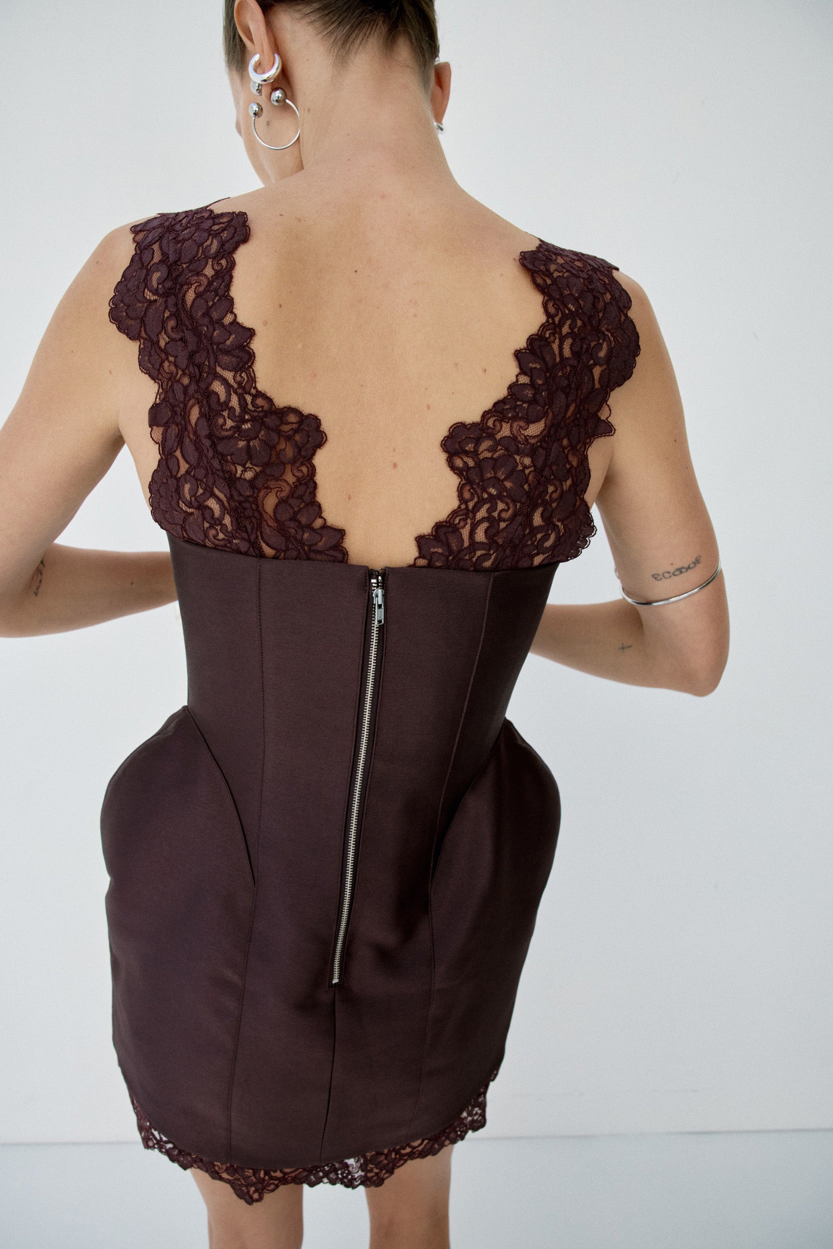 MORTA MINI DRESS IN PLUM TWILL