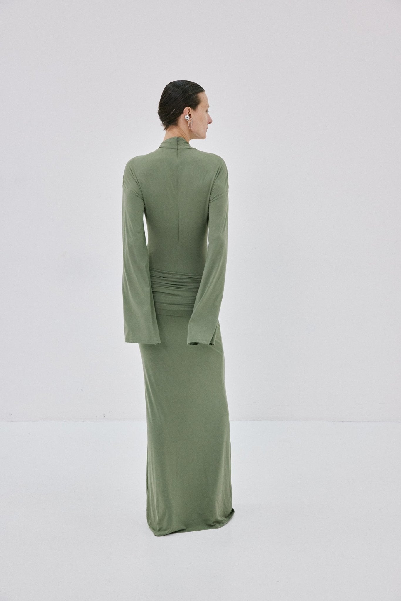 FORTUNA MAXI DRESS IN KHAKI GREEN SPANDEX