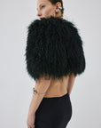 SELENE FUR CAPELET IN BLACK MONGOLIAN FUR