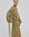 SOLANA MAXI DRESS IN SERPIENTE YELLOW CHIFFON