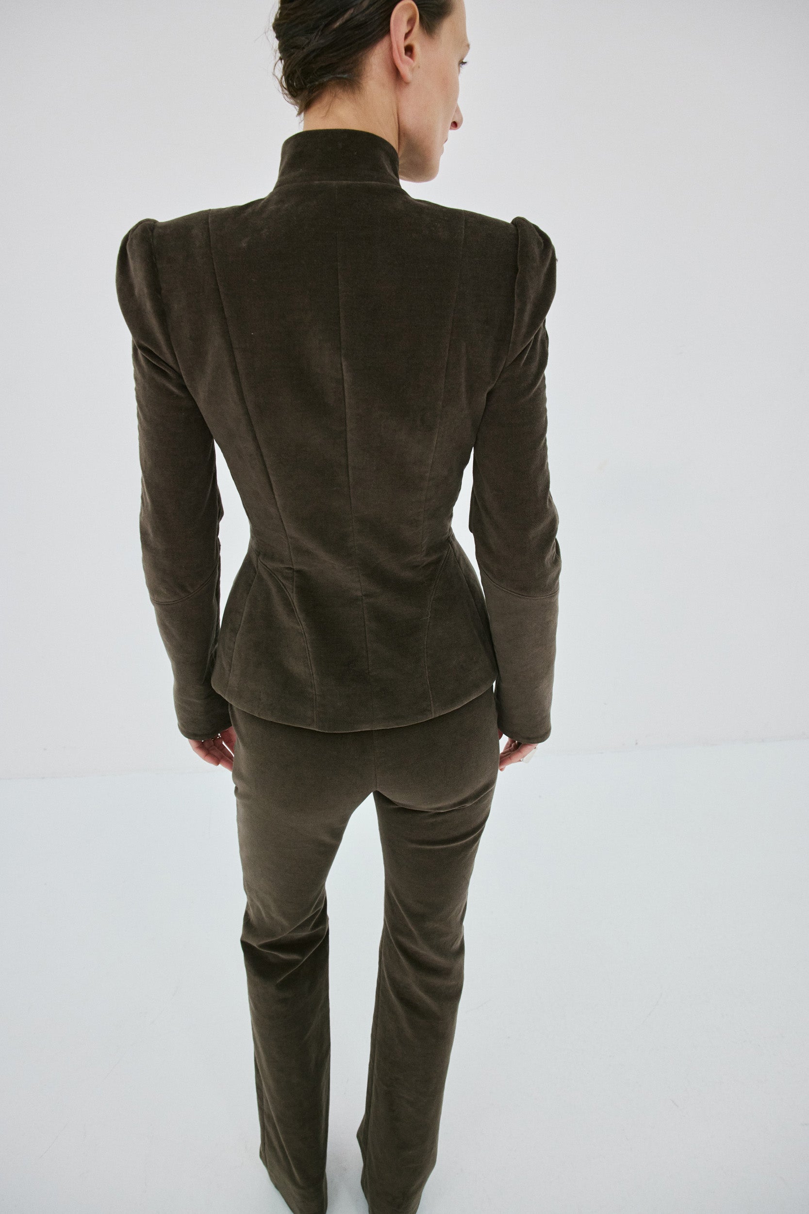 VEGA JACKET IN CHOCOLATE BROWN COTTON VELVET