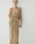 EMERALD MAXI DRESS IN TRUFFLE BROWN LACE