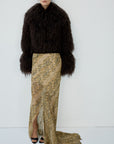 VESPERA JACKET IN CHOCOLATE BROWN MONGOLIAN FUR