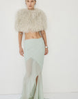 SELENE FUR CAPELET IN CREAM MONGOLIAN FUR