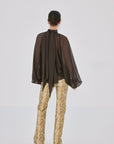 SABLE TROUSERS IN SERPIENTE YELLOW COTTON VELVET