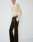 SABLE TROUSERS IN CHOCOLATE BROWN COTTON VELVET