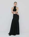 ELOWEN MAXI DRESS IN BLACK FINE LACE