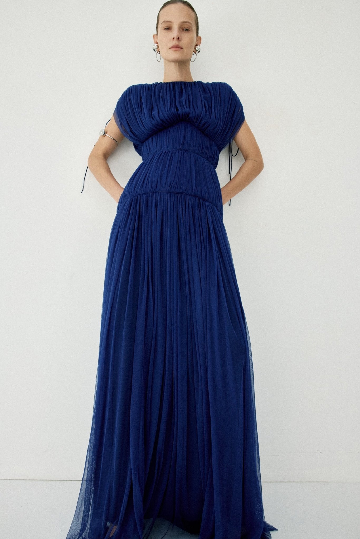 NYMERA MAXI DRESS IN DEEP BLUE TULLE