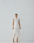 MORWEN MIDI DRESS IN IVORY FINE LACE - De La Vali