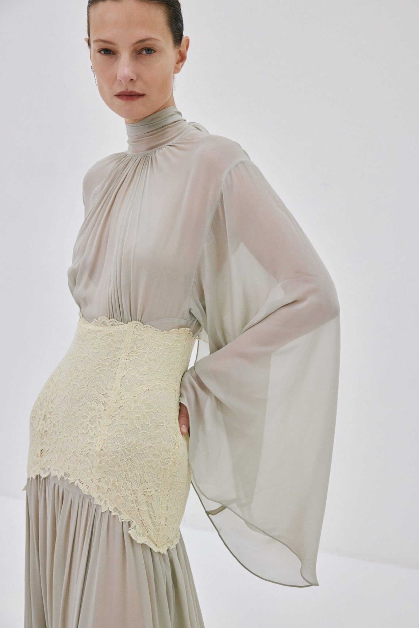 WILLOW MAXI DRESS IN STONE BEIGE AND SOFT YELLOW