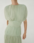 NYMERA MAXI DRESS IN SAGE GREEN TULLE