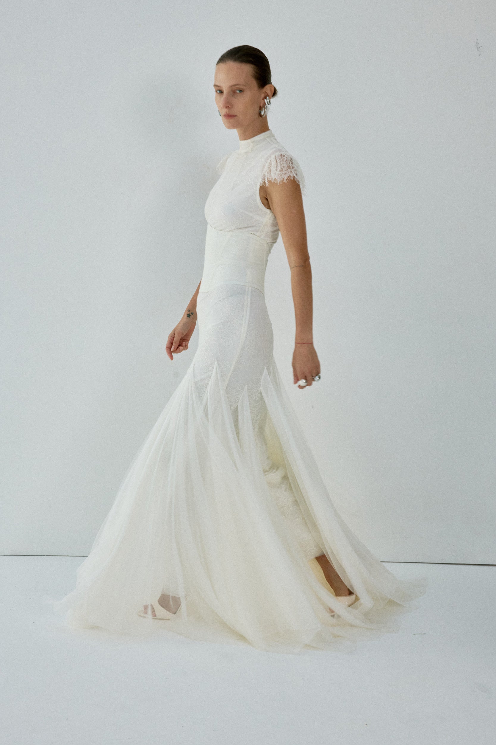 ZEPHYRA MAXI DRESS IN IVORY FINE LACE