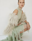 ZERAPHINE FUR SHAWL IN CREAM MONGOLIAN FUR