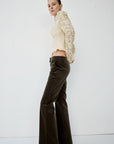 SABLE TROUSERS IN CHOCOLATE BROWN COTTON VELVET