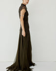 ZEPHYRA MAXI DRESS IN CHOCOLATE BROWN FINE LACE