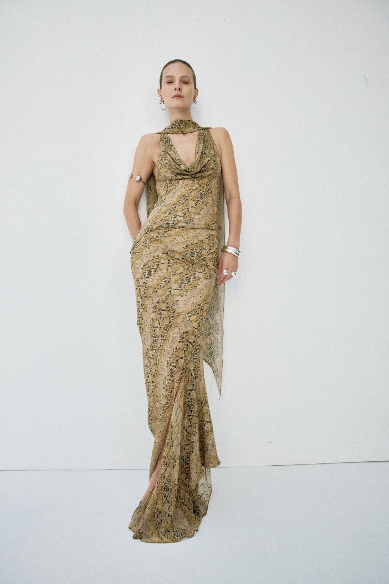 ORYX MAXI SKIRT IN SERPIENTE YELLOW