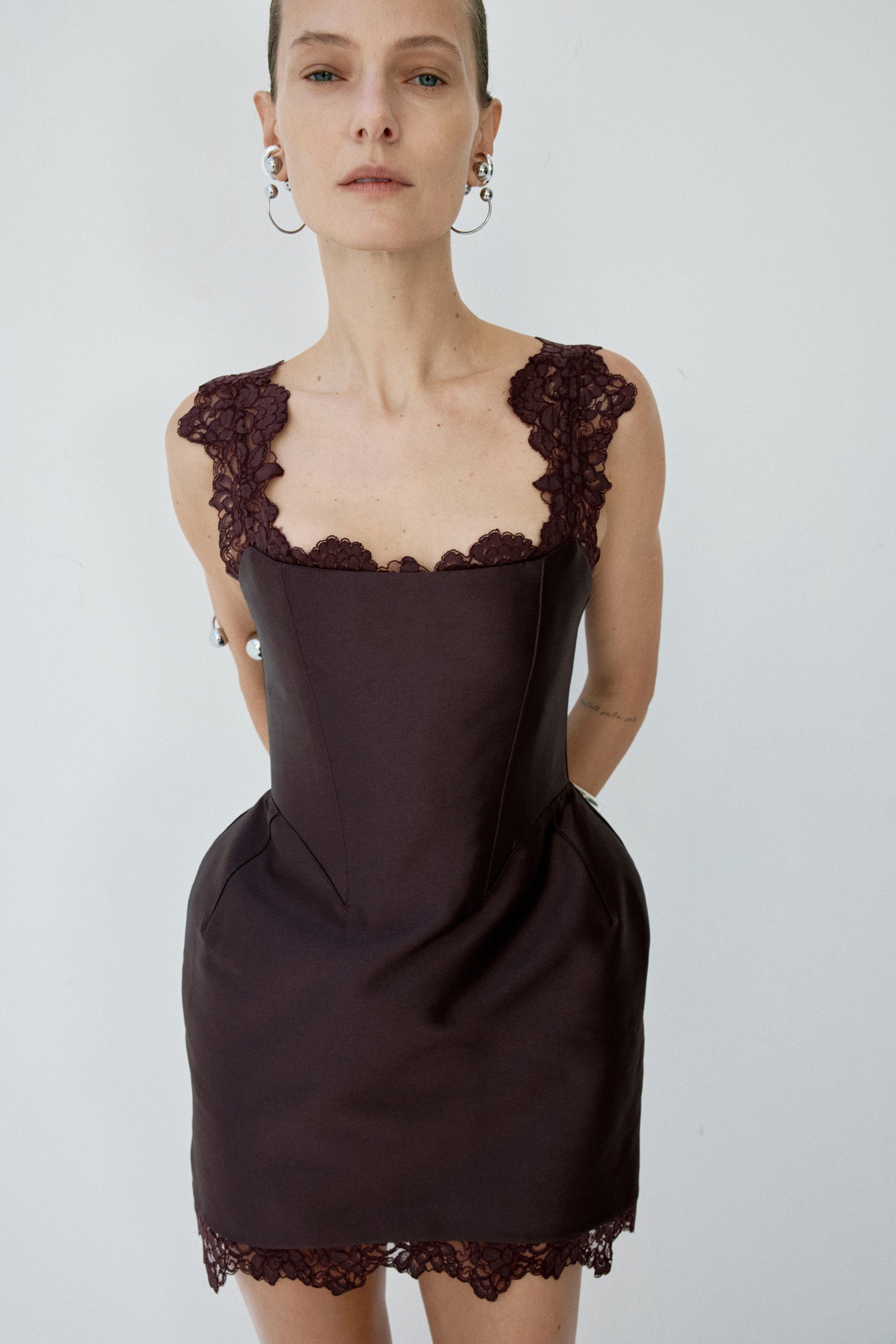 MORTA MINI DRESS IN PLUM TWILL