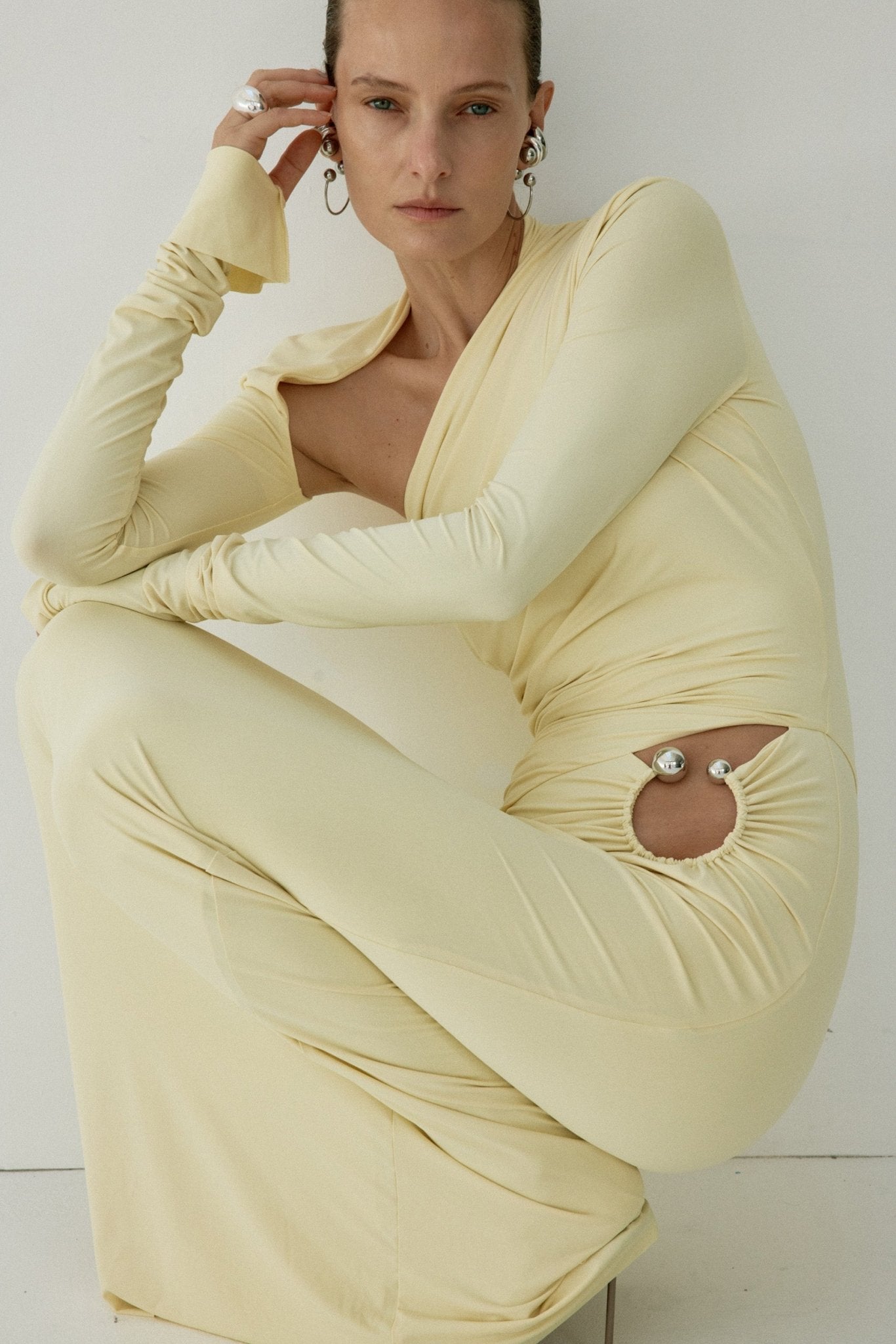 JADE MAXI DRESS IN BUTTERCREAM SPANDEX