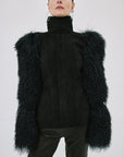 LUNETH JACKET IN BLACK MONGOLIAN FUR & SUEDE