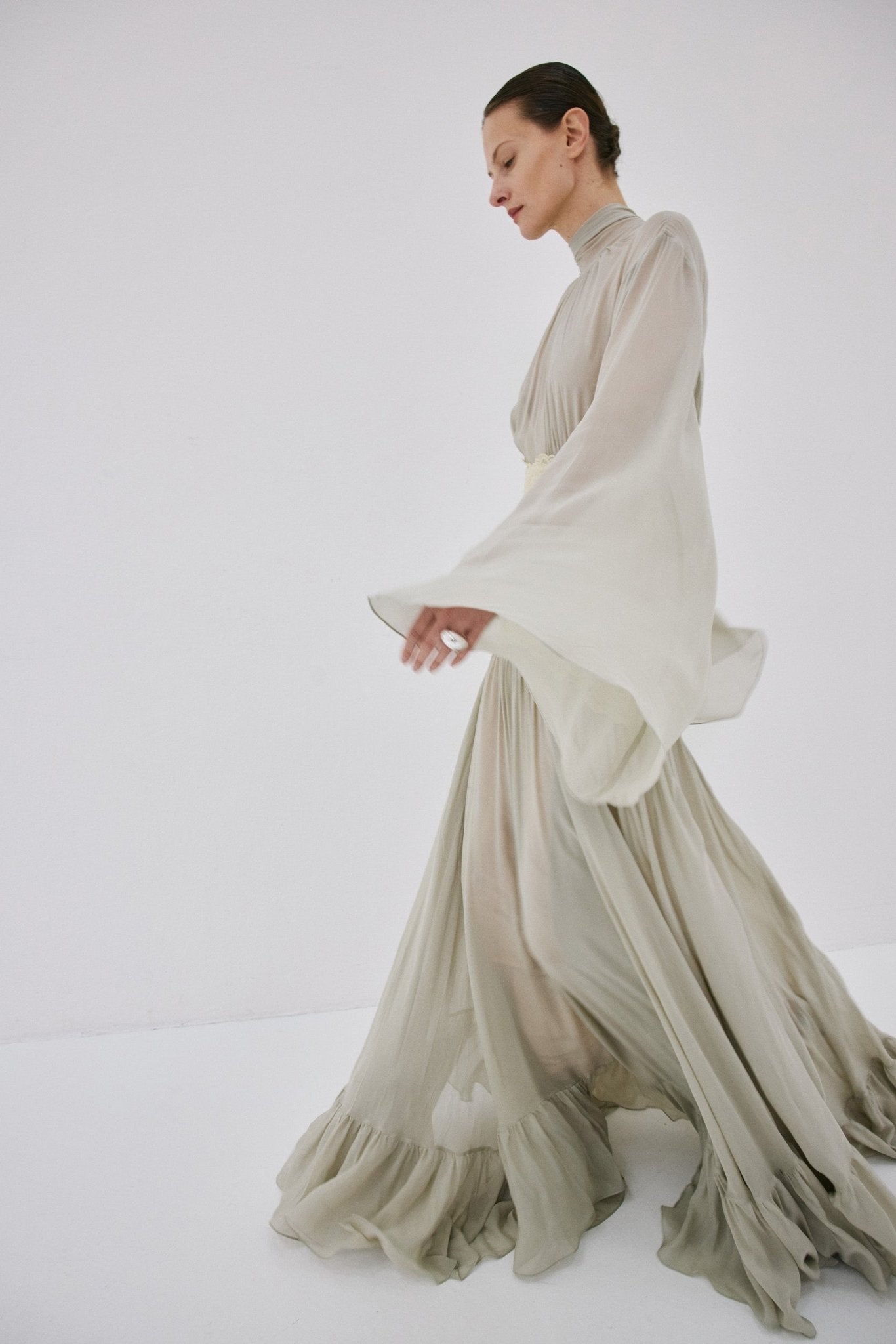 WILLOW MAXI DRESS IN STONE BEIGE AND SOFT YELLOW