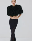 SELENE FUR CAPELET IN BLACK MONGOLIAN FUR